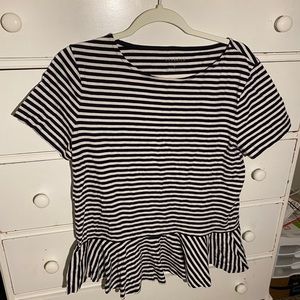 Navy & White Striped Peplum Top